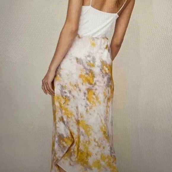 New ASTR Tie Dye Lemon Pink Midi Skirt - Picture 3 of 5